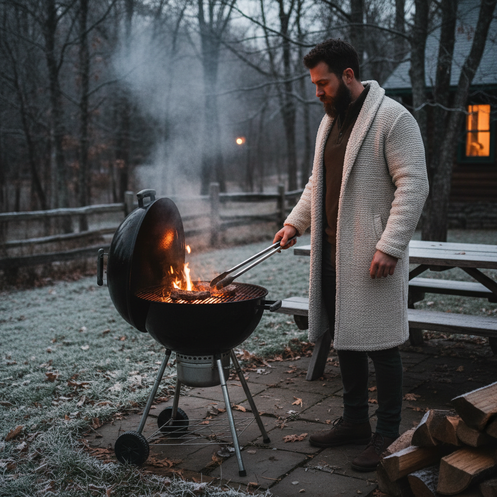 After Your First Cold-Weather Cookout: Judge Men Fleece Lined Cardigan Layering for Winter Grilling by Heat Retention, Not Bulk