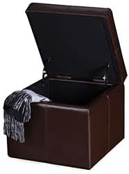 Homebeez Faux Leather Storage Ottoman Square Footrest Stool Cube Bench Ottoman - Image 4