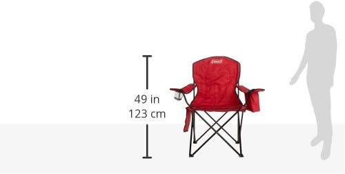 Folding Chair in Red with Armrest Cooler and 325 lb Steel Frame