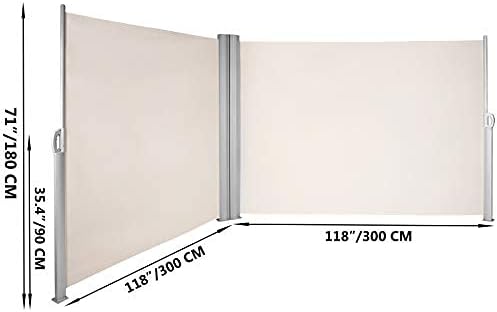 VEVOR Retractable Side Awning, UV 50 71''x236'' Rugged Full Aluminum Rust-Proof - Image 9