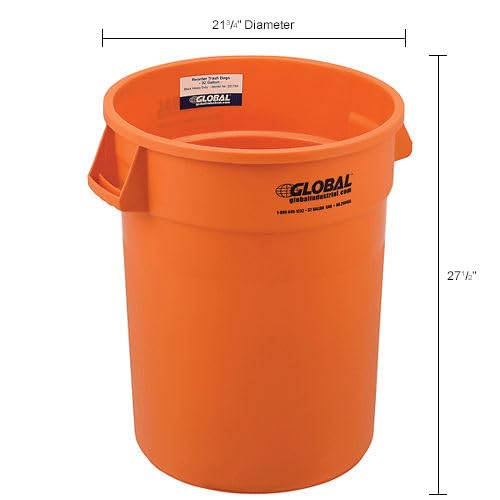 Global Industrial Commercial Round Trash Can, 32 Gallon Capacity, Plastic - Image 8