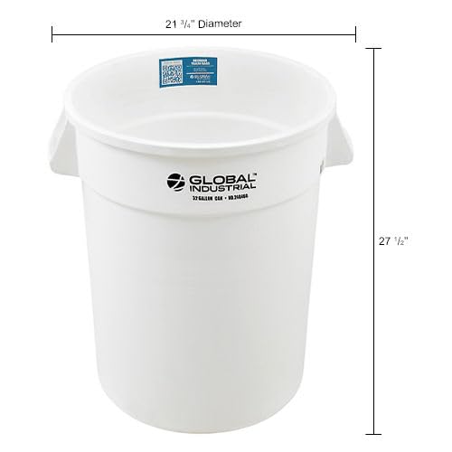 Global Industrial Commercial Round Trash Can, 32 Gallon Capacity, Plastic - Image 8