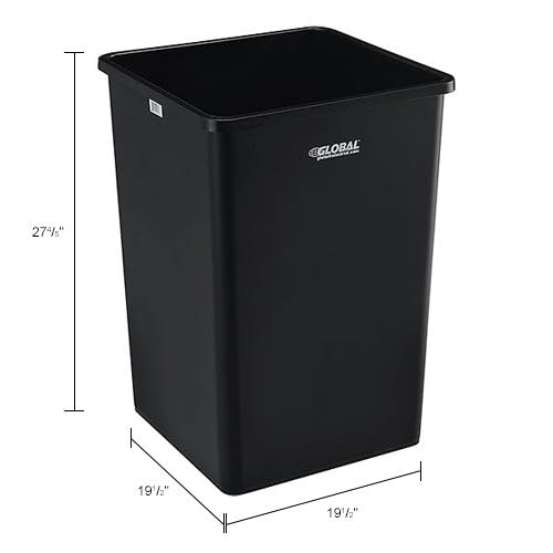 Global Industrial Square Plastic Garbage Can, 35 Gallon Capacity, - Image 5