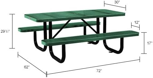 Global Industrial 72" Rectangular Picnic Table, Perforated Metal, Thermoplastic - Image 2