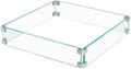 East Oak Glass Wind Guard for 28''&32'' Propane Fire Pit Table, Thick Rectangle by EASTOAK