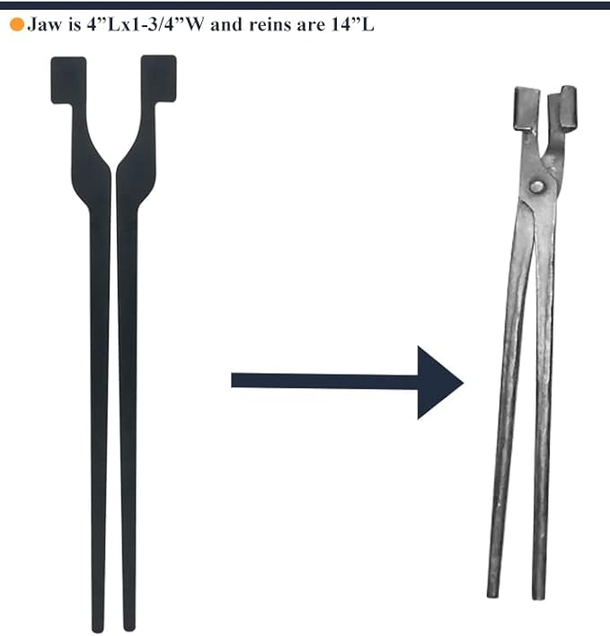 Tongs Set of 6 Blacksmith Blanks, 5/16 Inch Mild Steel, Black