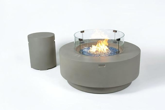 Elementi+ | Bundle Colosseo Gas Fire Pit Cast Concrete 40" Dia. Round Fire Table - Image 8