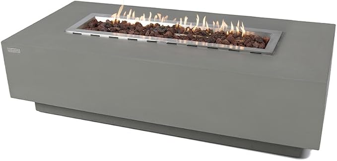 Granville Concrete Fire Pit 60" x 27" Outdoor Patio Firepit Includes Lava Rocks by Unknown