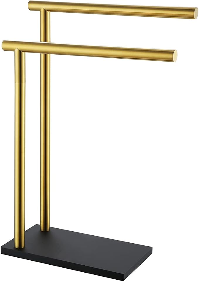 JQK Hand Towel Holder Stand Brushed Gold, Modern Tree Rack Free Standing - Image 8