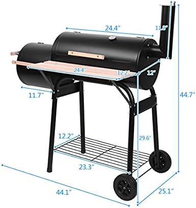 44" Charcoal Grill Offset Smoker, Outdoor BBQ Smoker - Image 2