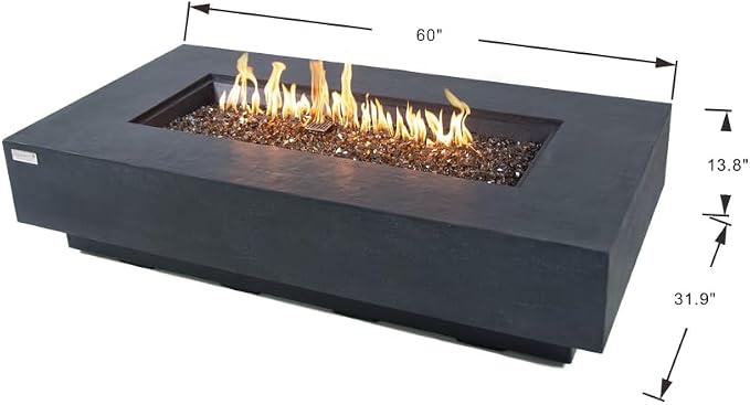 Elementi+ | Bundle Positano Gas Fire Pit Cast Concrete 60" Rectangular Fire - Image 2