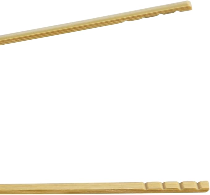 Bent Bamboo Tongs, 7.28 in, Natural Polished Finish
