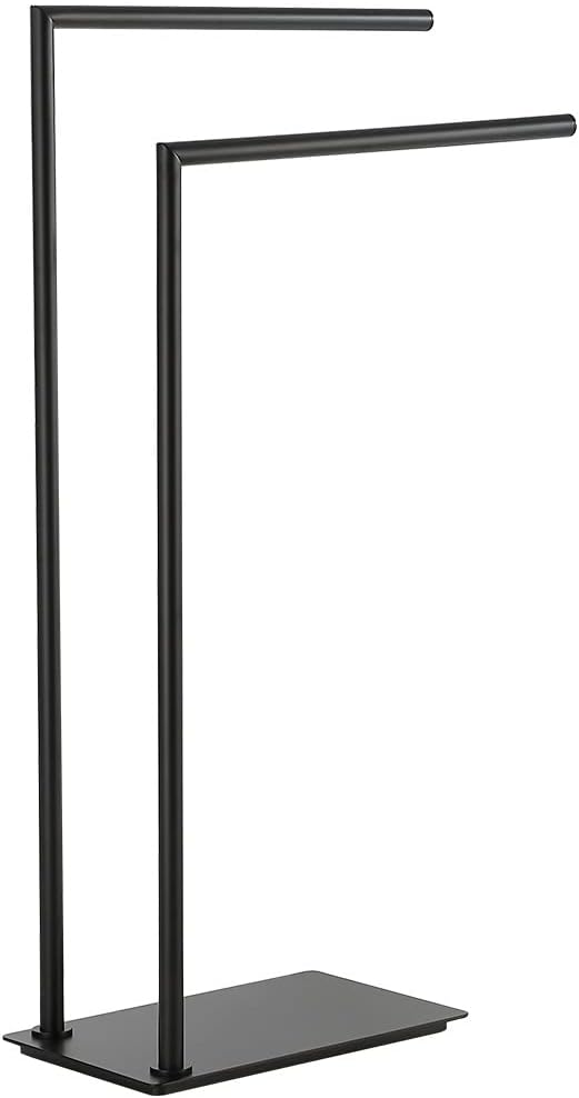 Stand Towel Rack for Bathroom Free Standing Double Towel Holders on Floor Bath by LANGPAI