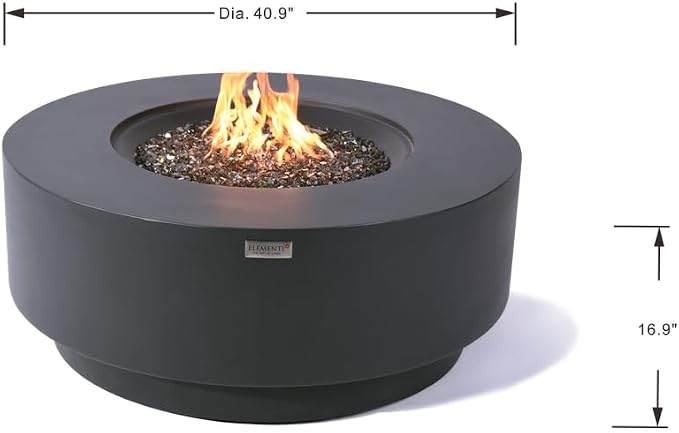 Elementi+ | Bundle Nimes Gas Fire Pit Cast Concrete 40" Dia. Round Fire Table - Image 2