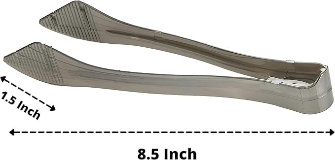 Serving Tongs 8.5-Inch Plastic Silver with Ergonomic Grip