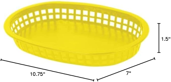 TrueCraftware- 10-3/4" Oblong Fast Food Basket Yellow Plastic Set of 12- Fry - Image 3