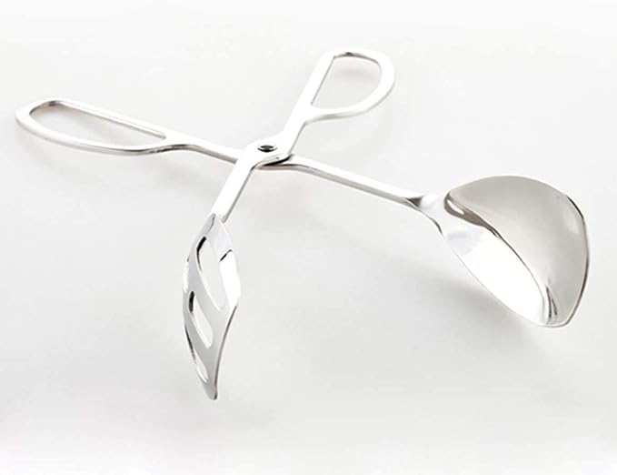 Tongs, 10-Inch Silver Stainless Steel with Scissor-Style Handle