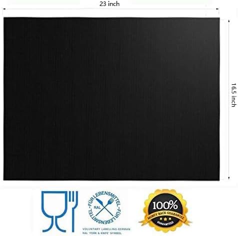 Grill Mats Set of 6, Non-Stick Reusable Black Fiberglass Pads