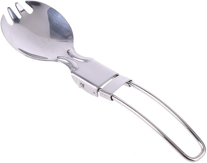 Spork Fork Spoon, Foldable Spork Fork Spoon Stainless Steel Hiking Camping Cook - Image 7
