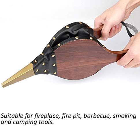 Fireplace Bellows Large 15.5” x 6.7” Indoor Brown Wood Air Blower - Image 3