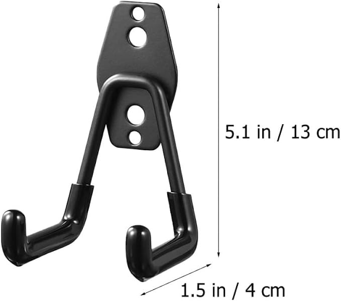 Heavy Duty Metal Wall Hooks 2Pcs Black Utility Garage Storage Hangers - Image 2