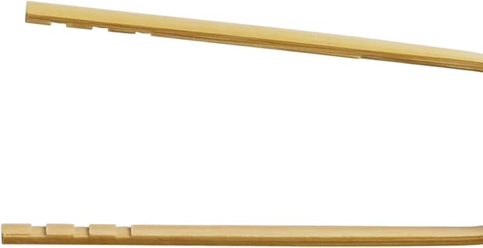 Japanese-Made Bent Bamboo Tongs in Natural Finish, 2.75 in