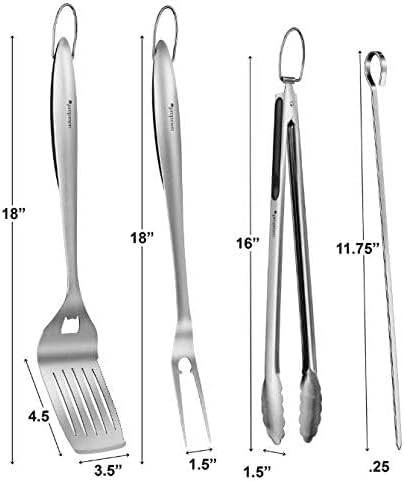 Barbecue Tool Set, 5-Piece Stainless Steel with Bottle Opener