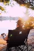 Folding Camp Chair, Black with Dual Lock, Polyester and Mesh