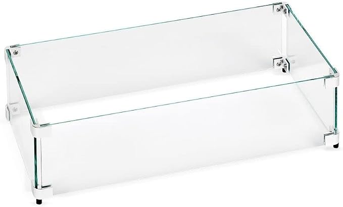 35.5" X 15.5" X 6” Rectangular Glass Flame Guard by AmericanFireProducts
