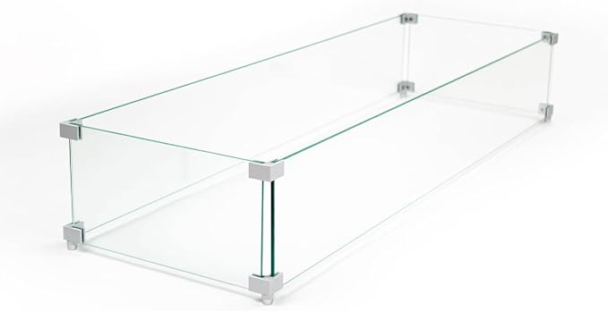 AMS Fireplace | Rectangular Fire Pit Glass Wind Guard - Image 5