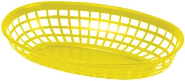 TrueCraftware- 9-3/8" Oval Fast Food Basket Yellow Plastic Set of 12- Fry Fast - Image 2