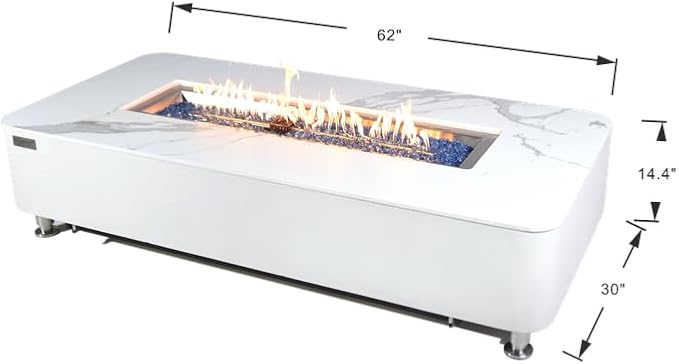 Elementi+ | Bundle Athens Gas Fire Pit | Concrete Body & Marble Porcelain Top | - Image 2