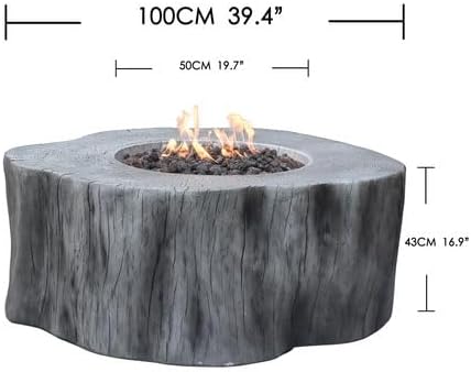 Elementi | Bundle Manchester Gas Fire Pit Cast Concrete Semi-Round Fire Table - Image 2