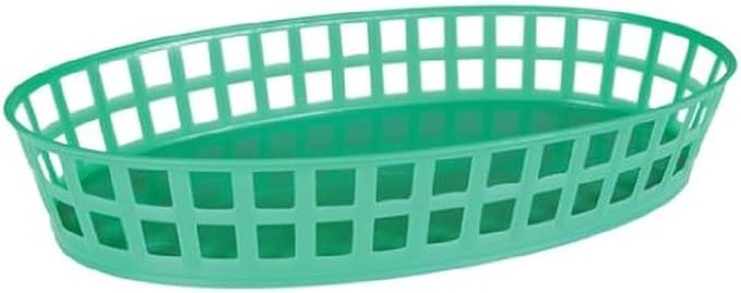 TrueCraftware- 7-7/8" Plastic Oval Fast Food Basket Green Set of 12- Fry Fast - Image 4