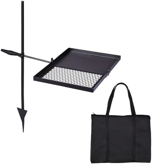 Folding Swivel Campfire Grill, Portable 2-in-1 Cooking Grate & Grill Pan - Image 8