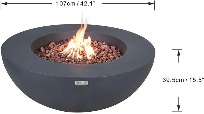 Elementi | Bundle Lunar Gas Fire Pit Cast Concrete 42" Round Fire Table - Image 2