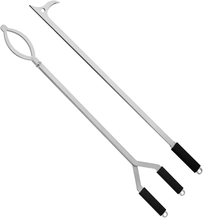 Tongs Set: 2-Piece Stainless Steel Log Grabber and 40-Inch Fire Poker