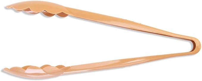 Beige Plastic Serving Tongs, Set of 12, Food Safe Polycarbonate