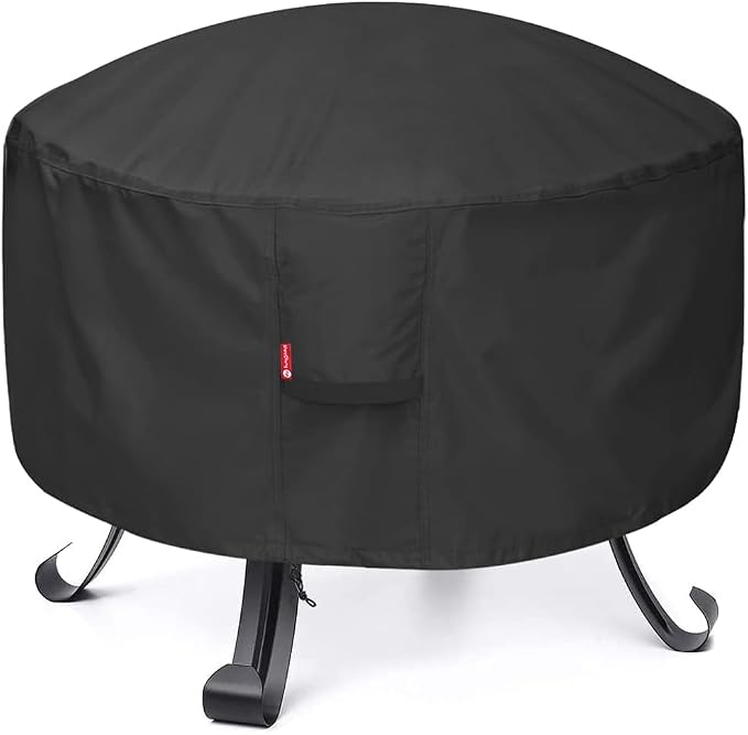 SheeChung Fire Pit Cover Round 34”D X 15”H, Heavy Duty 600D Polyester by SheeChung