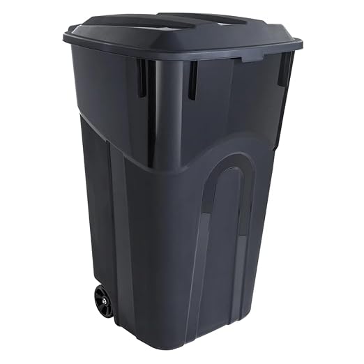 32 Gallon Wheeled Garbage Can, Attached Lid by Unknown