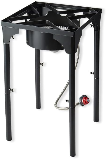 Adjustable Tall Gas Stove with Hose Guard, Steel Heavy Duty Single Burner by Zedfire