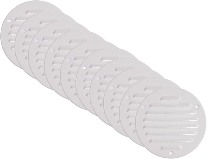 Vent Systems - 4 Inch Pack of 10 White Metal Round Soffit Air Vent Grille Cover by VentSystems