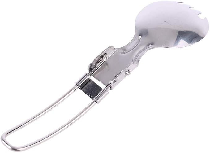 Spork Fork Spoon, Foldable Spork Fork Spoon Stainless Steel Hiking Camping Cook - Image 3
