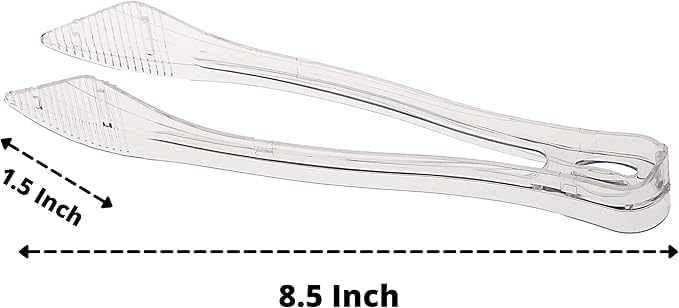 Plastic Serving Tongs, 8.5 Inch, Clear, Black or Silver
