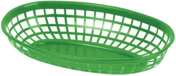 TrueCraftware- 9-3/8" Oval Fast Food Basket Green Plastic Set of 12- Fry Fast - Image 2