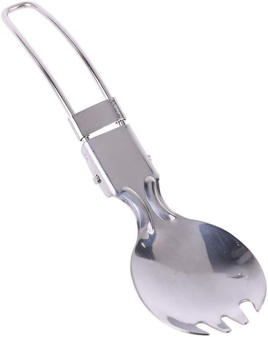 Spork Fork Spoon, Foldable Spork Fork Spoon Stainless Steel Hiking Camping Cook - Image 6