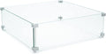 AMS Fireplace | Fire Pit Table Square/Rectangular Tempered Glass Wind by AMSFireplaceInc