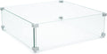 AMS Fireplace | Rectangular Fire Pit Glass Wind Guard by AMSFireplaceInc