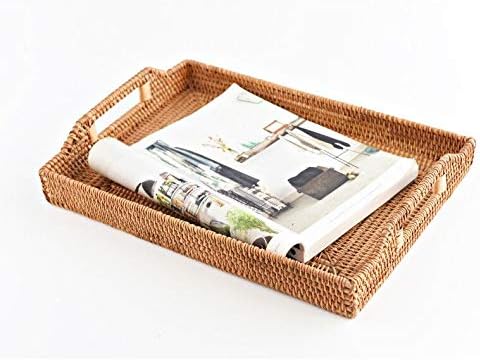 Hand-Woven Rattan Rectangular Serving Tray - Image 6