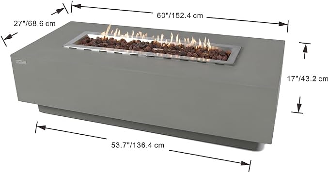 Elementi Granville Fire Pit Bundle Outdoor Firepit Set Includes 60” Natural Gas - Image 4